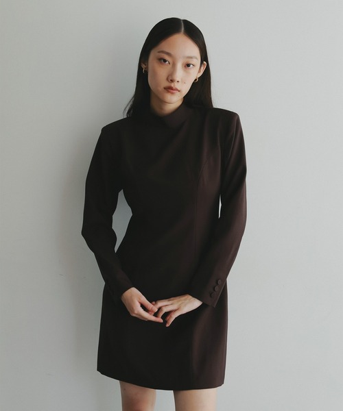Power shoulder mini one-piece/パワーショルダーミニワンピース