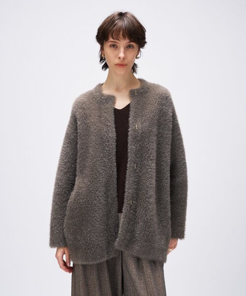 cloenc（クロエンス）の「【手洗い可】フェザーヤーンカーディガン（カーディガン/ボレロ・レディース・ナチュラル/ブラウン系/ピンク・02）」の2枚目の写真