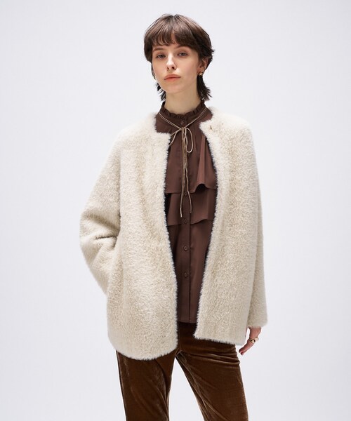 cloenc（クロエンス）の「【手洗い可】フェザーヤーンカーディガン（カーディガン/ボレロ・レディース・ナチュラル/ブラウン系/ピンク・02）」の3枚目の写真