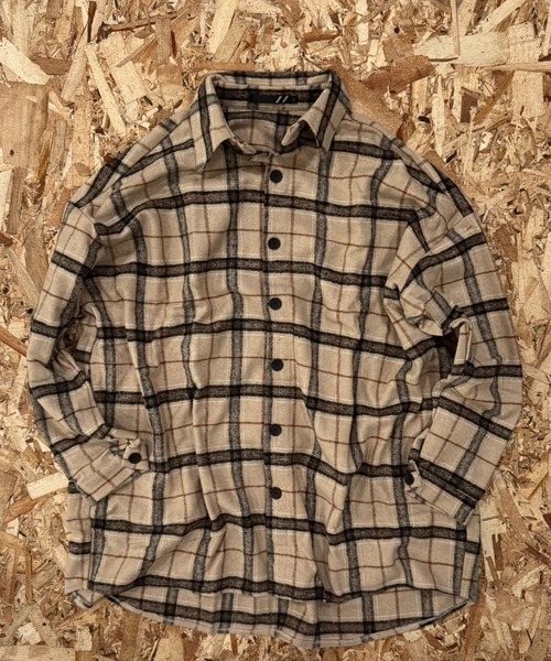SHISKY（シスキー）の「【オーバーサイズ ヘビーネルシャツ】ワイドシルエット　チェック柄ヘビーネルシャツ（シャツ/ブラウス・メンズ・グレー系その他/ブラウン系その他/オレンジ系その他/ブラック系その他/ベージュ系その他/グリーン系その他・FREE）」の5枚目の写真