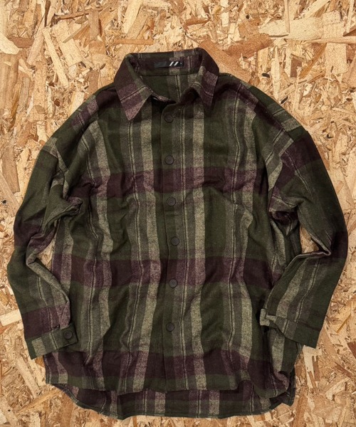 SHISKY（シスキー）の「【オーバーサイズ ヘビーネルシャツ】ワイドシルエット　チェック柄ヘビーネルシャツ（シャツ/ブラウス・メンズ・グレー系その他/ブラウン系その他/オレンジ系その他/ブラック系その他/ベージュ系その他/グリーン系その他・FREE）」の6枚目の写真