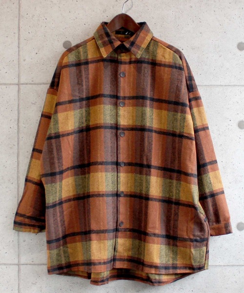 SHISKY（シスキー）の「【オーバーサイズ ヘビーネルシャツ】ワイドシルエット　チェック柄ヘビーネルシャツ（シャツ/ブラウス・メンズ・グレー系その他/ブラウン系その他/オレンジ系その他/ブラック系その他/ベージュ系その他/グリーン系その他・FREE）」の7枚目の写真