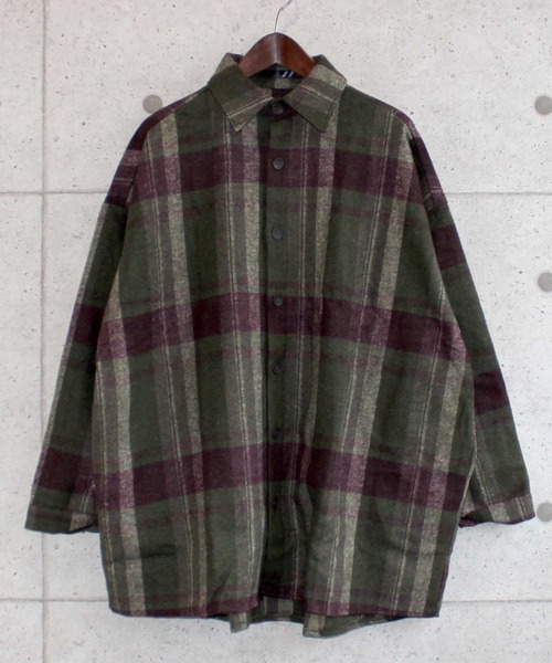 SHISKY（シスキー）の「【オーバーサイズ ヘビーネルシャツ】ワイドシルエット　チェック柄ヘビーネルシャツ（シャツ/ブラウス・メンズ・グレー系その他/ブラウン系その他/オレンジ系その他/ブラック系その他/ベージュ系その他/グリーン系その他・FREE）」の8枚目の写真