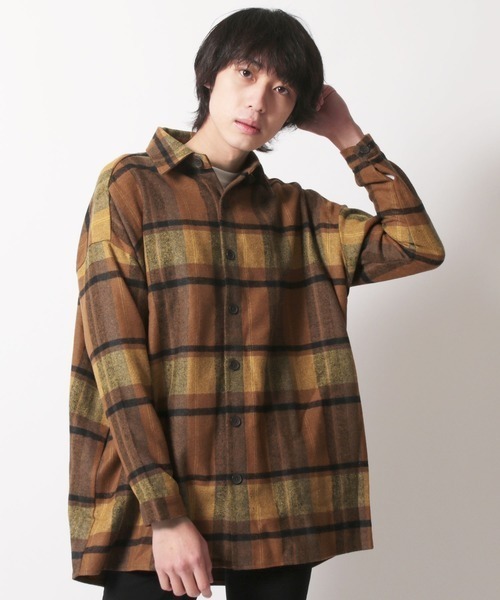 SHISKY（シスキー）の「【オーバーサイズ ヘビーネルシャツ】ワイドシルエット　チェック柄ヘビーネルシャツ（シャツ/ブラウス・メンズ・グレー系その他/ブラウン系その他/オレンジ系その他/ブラック系その他/ベージュ系その他/グリーン系その他・FREE）」の13枚目の写真