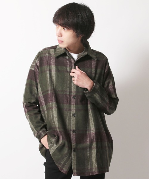 SHISKY（シスキー）の「【オーバーサイズ ヘビーネルシャツ】ワイドシルエット　チェック柄ヘビーネルシャツ（シャツ/ブラウス・メンズ・グレー系その他/ブラウン系その他/オレンジ系その他/ブラック系その他/ベージュ系その他/グリーン系その他・FREE）」の14枚目の写真