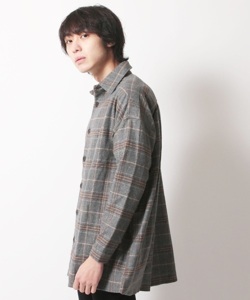 SHISKY（シスキー）の「【オーバーサイズ ヘビーネルシャツ】ワイドシルエット　チェック柄ヘビーネルシャツ（シャツ/ブラウス・メンズ・グレー系その他/ブラウン系その他/オレンジ系その他/ブラック系その他/ベージュ系その他/グリーン系その他・FREE）」の16枚目の写真