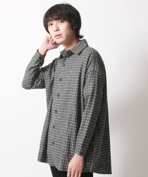 SHISKY（シスキー）の「【オーバーサイズ ヘビーネルシャツ】ワイドシルエット　チェック柄ヘビーネルシャツ（シャツ/ブラウス・メンズ・グレー系その他/ブラウン系その他/オレンジ系その他/ブラック系その他/ベージュ系その他/グリーン系その他・FREE）」の18枚目の写真