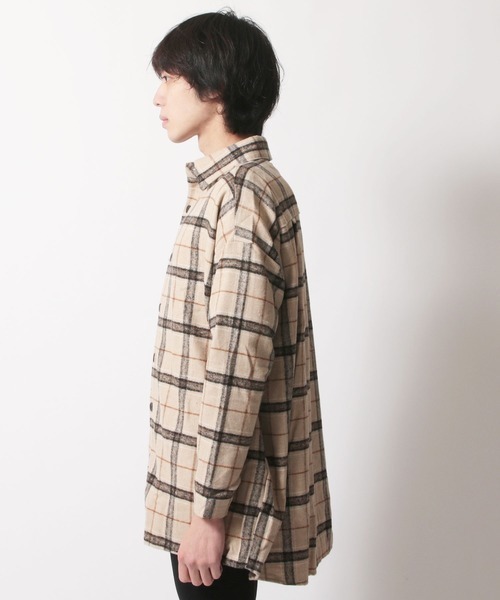 SHISKY（シスキー）の「【オーバーサイズ ヘビーネルシャツ】ワイドシルエット　チェック柄ヘビーネルシャツ（シャツ/ブラウス・メンズ・グレー系その他/ブラウン系その他/オレンジ系その他/ブラック系その他/ベージュ系その他/グリーン系その他・FREE）」の21枚目の写真