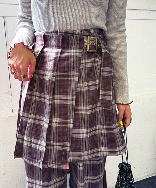 DOUBLE NAME（ダブルネーム）の「プリーツラップミニスカート（スカート・レディース・パープル系その他/ベージュ系その他/ブラック・FREE）」の3枚目の写真