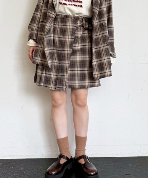 DOUBLE NAME（ダブルネーム）の「プリーツラップミニスカート（スカート・レディース・パープル系その他/ベージュ系その他/ブラック・FREE）」の6枚目の写真