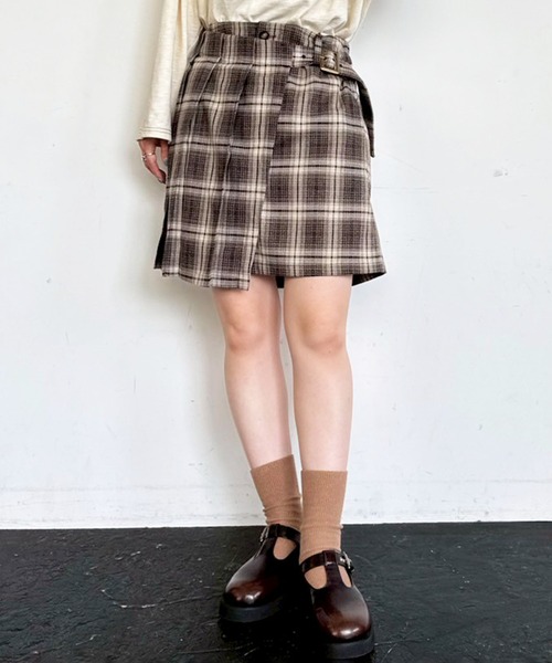 DOUBLE NAME（ダブルネーム）の「プリーツラップミニスカート（スカート・レディース・パープル系その他/ベージュ系その他/ブラック・FREE）」の12枚目の写真