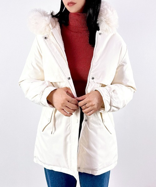 セール】【ふわふわファーで包まれる、冬映えモッズコート】裏ファー