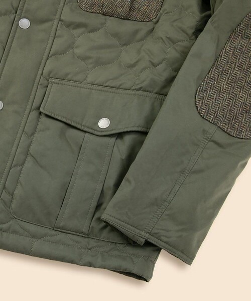 ポリエステルブレンド キルティング×ツイード フィールドジャケット