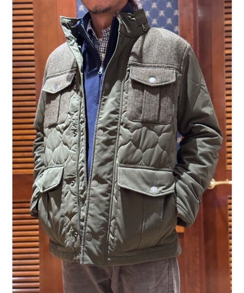 BROOKS BROTHERS（ブルックスブラザーズ）の「ポリエステルブレンド　キルティング×ツイード　フィールドジャケット（ミリタリージャケット・メンズ・カーキ・LARGE/MEDIUM/SMALL/X-LARGE）」の3枚目の写真