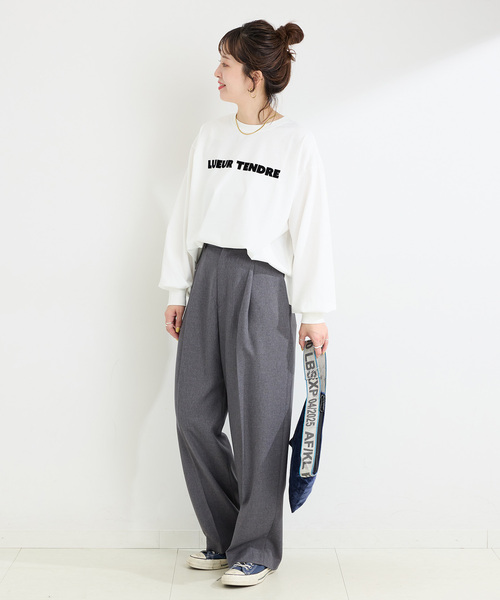 B.C STOCK（ベーセーストック）の「手洗い可 / フロッキープリントロゴロンTEE（Tシャツ/カットソー・レディース・ホワイト/ブラック・FREE）」の10枚目の写真