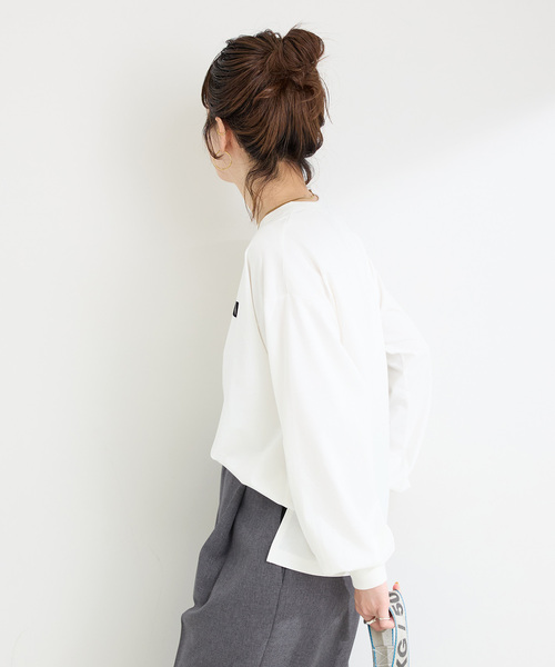 B.C STOCK（ベーセーストック）の「手洗い可 / フロッキープリントロゴロンTEE（Tシャツ/カットソー・レディース・ホワイト/ブラック・FREE）」の7枚目の写真