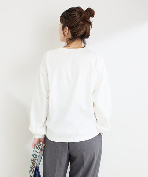 B.C STOCK（ベーセーストック）の「手洗い可 / フロッキープリントロゴロンTEE（Tシャツ/カットソー・レディース・ホワイト/ブラック・FREE）」の6枚目の写真