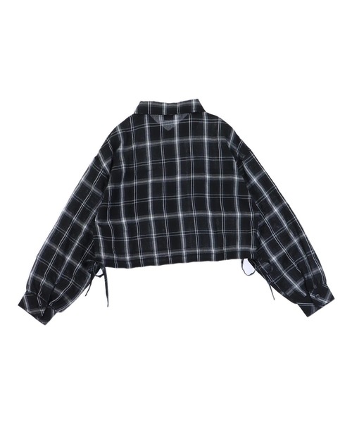 ANAP GiRL(アナップガール)の「サイドシャーリングチェックシャツ【キッズお揃い】(シャツ/ブラウス・キッズ・ブラック/ベージュ/ブラウン・S/XS/M)」の15枚目の写真
