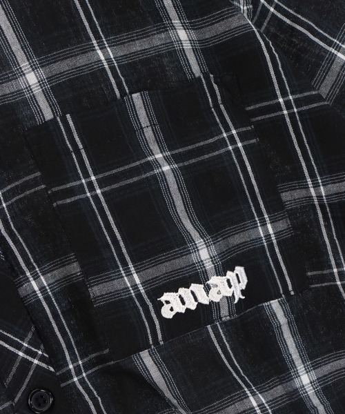 ANAP GiRL(アナップガール)の「サイドシャーリングチェックシャツ【キッズお揃い】(シャツ/ブラウス・キッズ・ブラック/ベージュ/ブラウン・S/XS/M)」の17枚目の写真