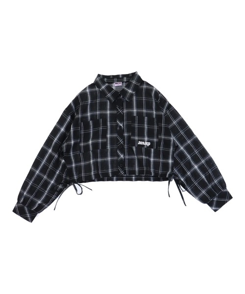 ANAP GiRL(アナップガール)の「サイドシャーリングチェックシャツ【キッズお揃い】(シャツ/ブラウス・キッズ・ブラック/ベージュ/ブラウン・S/XS/M)」の21枚目の写真