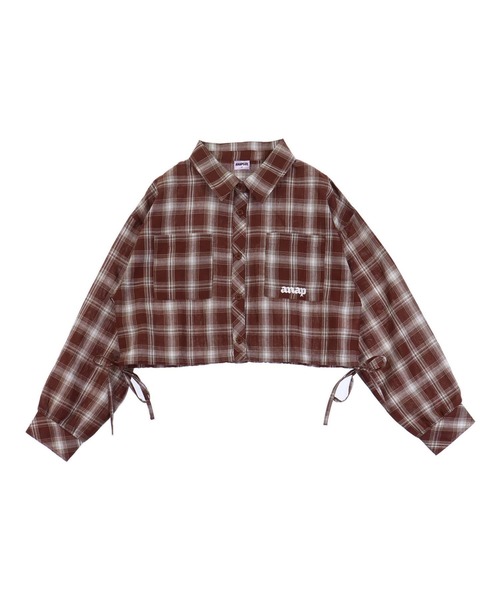 ANAP GiRL(アナップガール)の「サイドシャーリングチェックシャツ【キッズお揃い】(シャツ/ブラウス・キッズ・ブラック/ベージュ/ブラウン・S/XS/M)」の22枚目の写真