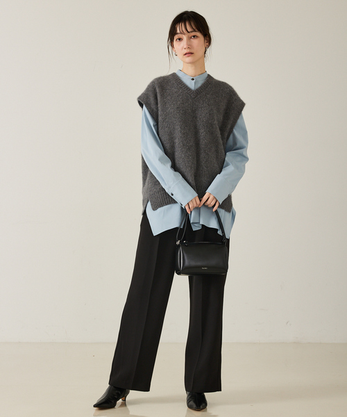 qualite（カリテ）の「フォックスウールジレ/秋服/冬服/ニット/ベスト/ニットビスチェ/バーガンディ（ベスト・レディース・ワイン/チャコールグレー・フリー）」の13枚目の写真