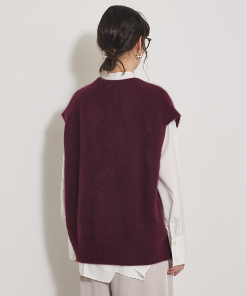 qualite（カリテ）の「フォックスウールジレ/秋服/冬服/ニット/ベスト/ニットビスチェ/バーガンディ（ベスト・レディース・ワイン/チャコールグレー・フリー）」の8枚目の写真