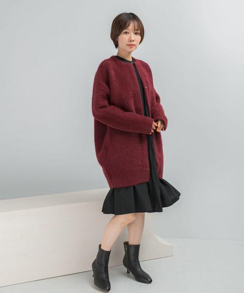 URBAN RESEARCH ROSSO WOMEN（アーバンリサーチ　ロッソ）の「ELENDEEK　CREW-NECK RACCOON MIX WCARDIGAN（カーディガン/ボレロ・レディース・ベージュ系その他/ボルドー・1/2）」の7枚目の写真