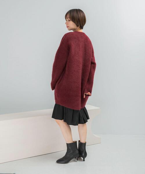 URBAN RESEARCH ROSSO WOMEN（アーバンリサーチ　ロッソ）の「ELENDEEK　CREW-NECK RACCOON MIX WCARDIGAN（カーディガン/ボレロ・レディース・ベージュ系その他/ボルドー・1/2）」の8枚目の写真