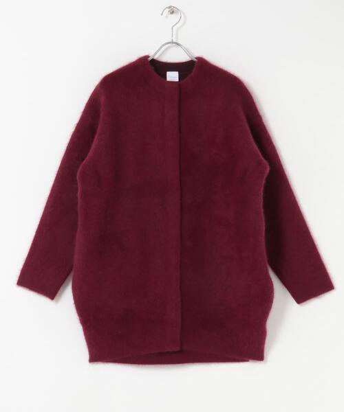 URBAN RESEARCH ROSSO WOMEN（アーバンリサーチ　ロッソ）の「ELENDEEK　CREW-NECK RACCOON MIX WCARDIGAN（カーディガン/ボレロ・レディース・ベージュ系その他/ボルドー・1/2）」の9枚目の写真