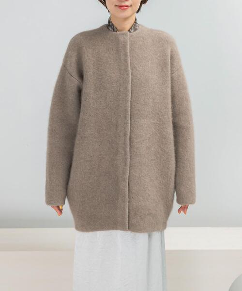 URBAN RESEARCH ROSSO WOMEN（アーバンリサーチ　ロッソ）の「ELENDEEK　CREW-NECK RACCOON MIX WCARDIGAN（カーディガン/ボレロ・レディース・ベージュ系その他/ボルドー・1/2）」の19枚目の写真