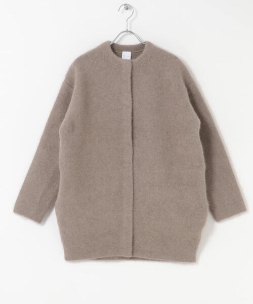 URBAN RESEARCH ROSSO WOMEN（アーバンリサーチ　ロッソ）の「ELENDEEK　CREW-NECK RACCOON MIX WCARDIGAN（カーディガン/ボレロ・レディース・ベージュ系その他/ボルドー・1/2）」の4枚目の写真