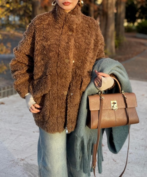 wool boa double pocket coat /ウールボアダブルポケットコート