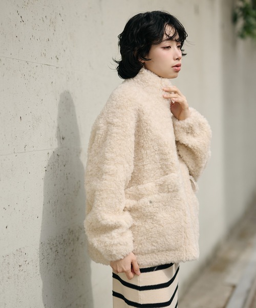wool boa double pocket coat /ウールボアダブルポケットコート