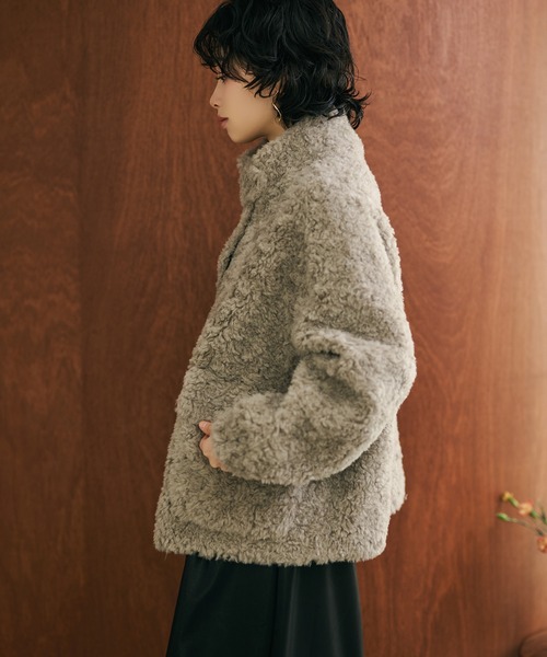 LAULEN（ローレン）の「wool boa double pocket coat /ウールボアダブルポケットコート（その他アウター・レディース・ベージュ/ブラウン/チャコールグレー/グレイッシュベージュ・FREE）」の6枚目の写真