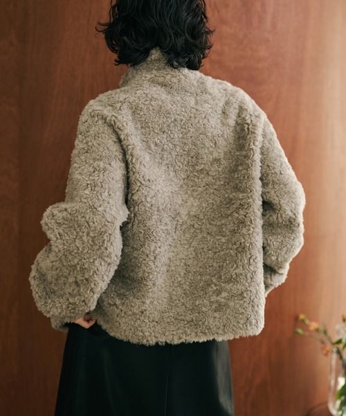 LAULEN（ローレン）の「wool boa double pocket coat /ウールボアダブルポケットコート（その他アウター・レディース・ベージュ/ブラウン/チャコールグレー/グレイッシュベージュ・FREE）」の7枚目の写真