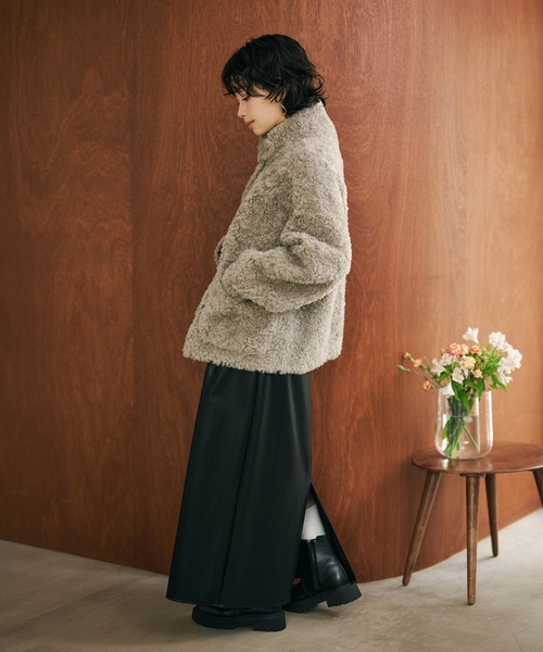 LAULEN（ローレン）の「wool boa double pocket coat /ウールボアダブルポケットコート（その他アウター・レディース・ベージュ/ブラウン/チャコールグレー/グレイッシュベージュ・FREE）」の11枚目の写真