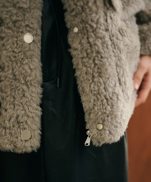 LAULEN（ローレン）の「wool boa double pocket coat /ウールボアダブルポケットコート（その他アウター・レディース・ベージュ/ブラウン/チャコールグレー/グレイッシュベージュ・FREE）」の18枚目の写真