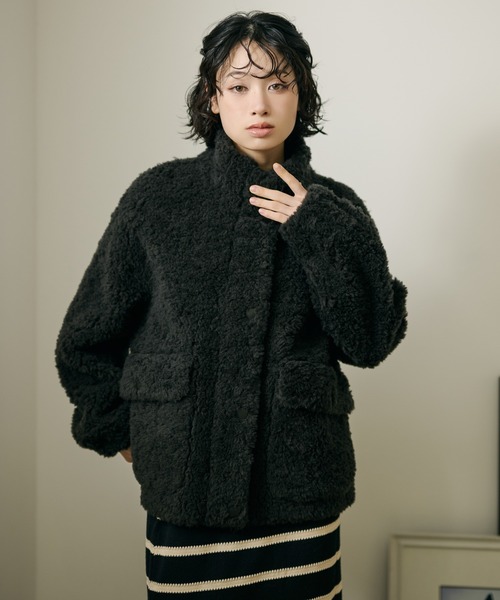 LAULEN（ローレン）の「wool boa double pocket coat /ウールボアダブルポケットコート（その他アウター・レディース・ベージュ/ブラウン/チャコールグレー/グレイッシュベージュ・FREE）」の21枚目の写真