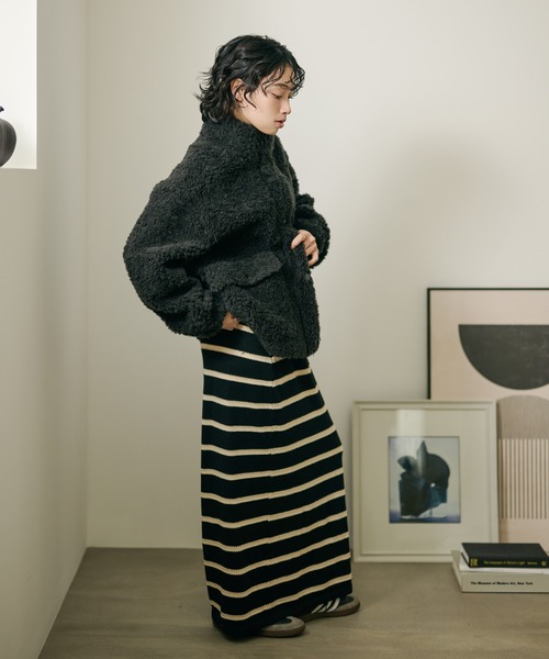 wool boa double pocket coat /ウールボアダブルポケットコート