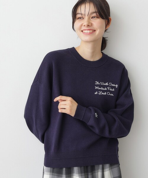 Dessin(デッサン)の「【洗える】メッセージ刺繍入りジャカードニット(ニット/セーター・レディース・オレンジ系/ライトグレー/グレー/ネイビー・03/01/00/02)」の1枚目の写真