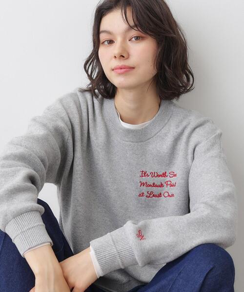 Dessin(デッサン)の「【洗える】メッセージ刺繍入りジャカードニット(ニット/セーター・レディース・オレンジ系/ライトグレー/グレー/ネイビー・03/01/00/02)」の3枚目の写真
