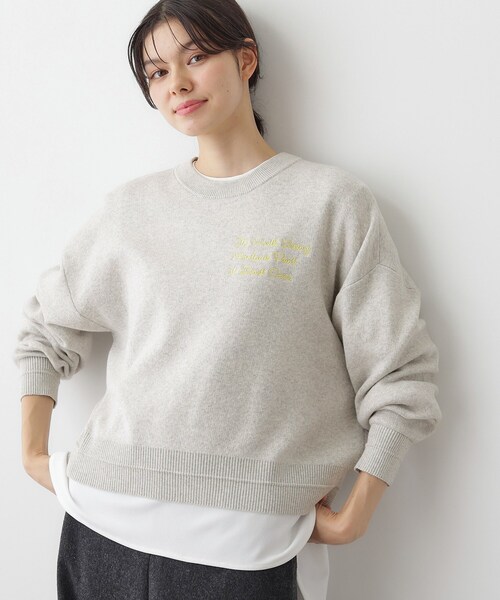 Dessin(デッサン)の「【洗える】メッセージ刺繍入りジャカードニット(ニット/セーター・レディース・オレンジ系/ライトグレー/グレー/ネイビー・03/01/00/02)」の2枚目の写真