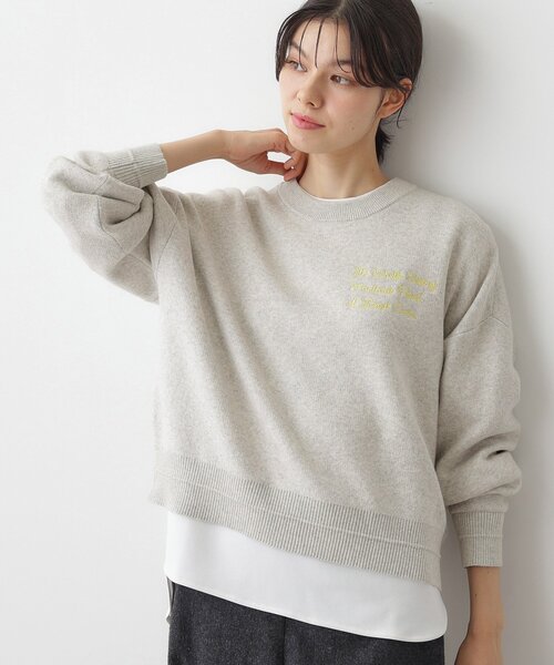 Dessin(デッサン)の「【洗える】メッセージ刺繍入りジャカードニット(ニット/セーター・レディース・オレンジ系/ライトグレー/グレー/ネイビー・03/01/00/02)」の11枚目の写真
