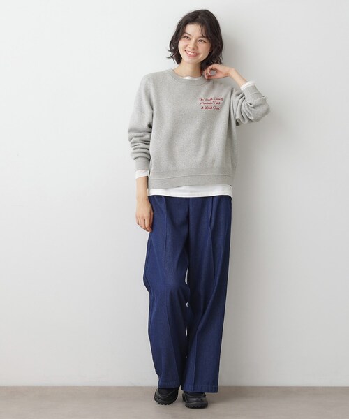 Dessin(デッサン)の「【洗える】メッセージ刺繍入りジャカードニット(ニット/セーター・レディース・オレンジ系/ライトグレー/グレー/ネイビー・03/01/00/02)」の16枚目の写真