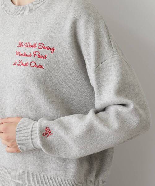 Dessin(デッサン)の「【洗える】メッセージ刺繍入りジャカードニット(ニット/セーター・レディース・オレンジ系/ライトグレー/グレー/ネイビー・03/01/00/02)」の7枚目の写真