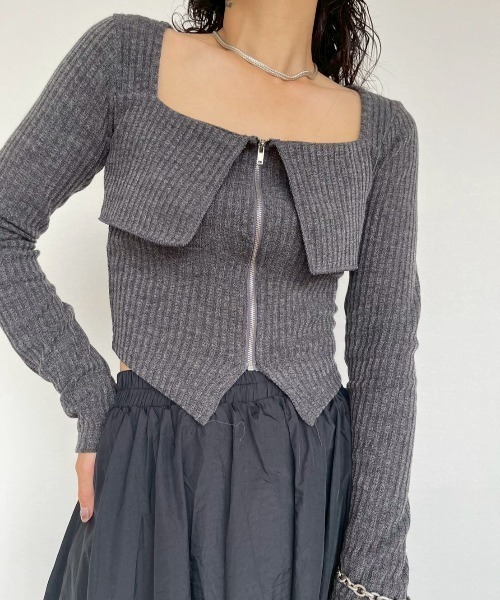 AMAIL(アマイル)の「Zip Lady Top(ポロシャツ・レディース・ブラック/ダークグレー/ピンク・FREE)」の5枚目の写真
