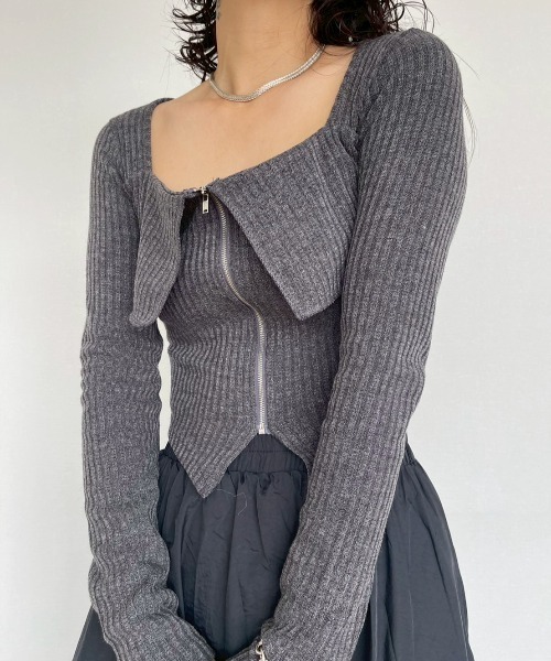 AMAIL(アマイル)の「Zip Lady Top(ポロシャツ・レディース・ブラック/ダークグレー/ピンク・FREE)」の6枚目の写真