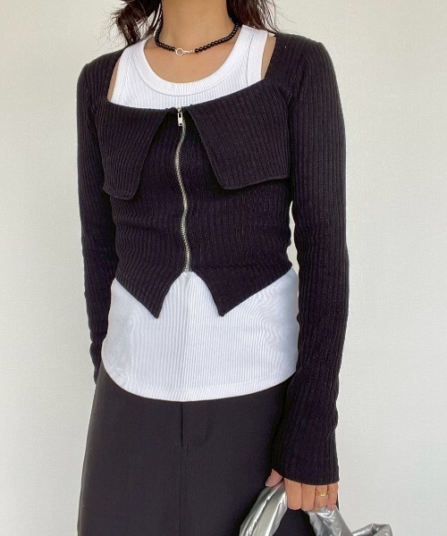 AMAIL(アマイル)の「Zip Lady Top(ポロシャツ・レディース・ブラック/ダークグレー/ピンク・FREE)」の11枚目の写真