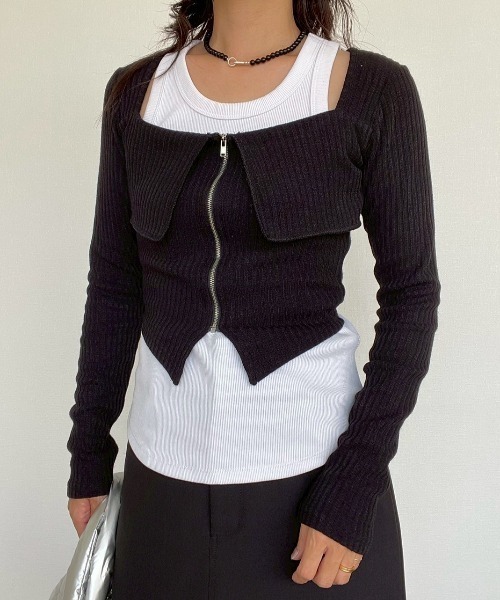 AMAIL(アマイル)の「Zip Lady Top(ポロシャツ・レディース・ブラック/ダークグレー/ピンク・FREE)」の12枚目の写真